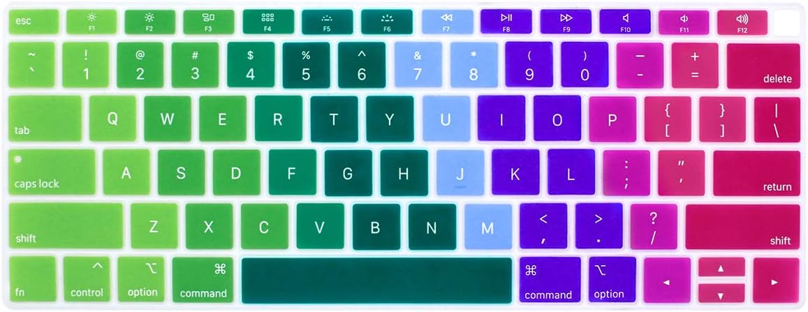 ProElife Ultra Thin Keyboard Cover Skin for 2019 2018 MacBook Air 13-Inch (A1932, U.S Version) (NOT FIT 2020 Air 13-Inch) Keyboard Accessories Protector (Rainbow)
