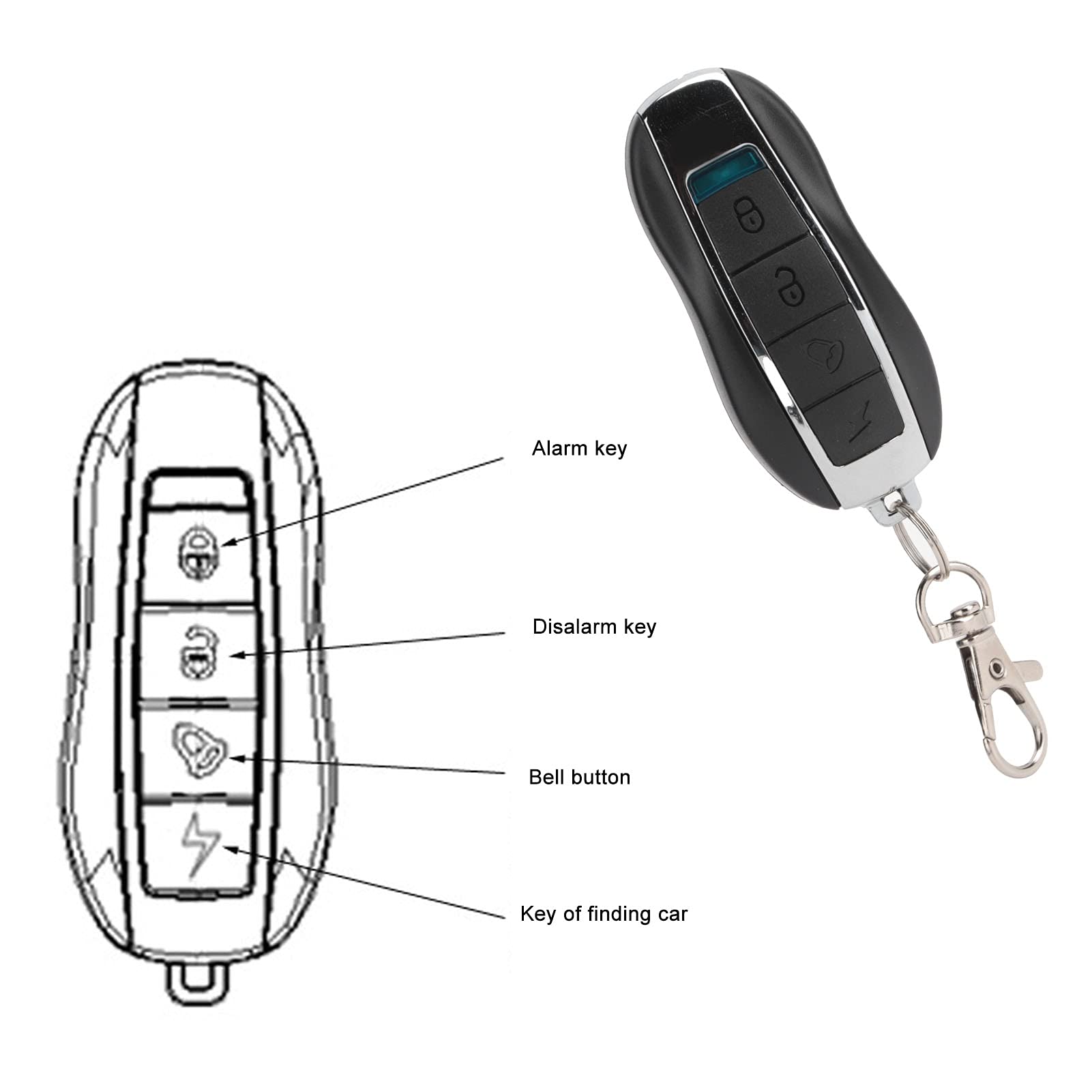 Alarma Antirrobo para Motocicleta Y Bicicleta, Vibración de Seguridad Inalámbrica de 150dB, Alarma con Sensor de Movimiento a Prueba de Agua, Alarma para Bicicleta con Control Remoto, LY-C1, Función I