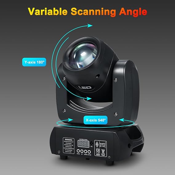 LED Moving Head Light Beam Light 120W Stage Light with 8 GOBOs 8 Colors 18 Prism Rotating Lights DMX512 Sound-Activated Auto Control Modes for KTV Bar Disco Wedding Party Live Show