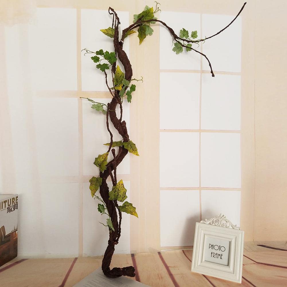 Beautiful Decorative Artificial Trees Long Soft Plastic Dried Tree Branch Plant Wedding Home House Decor Simulation Spiral Vine (Color : White)