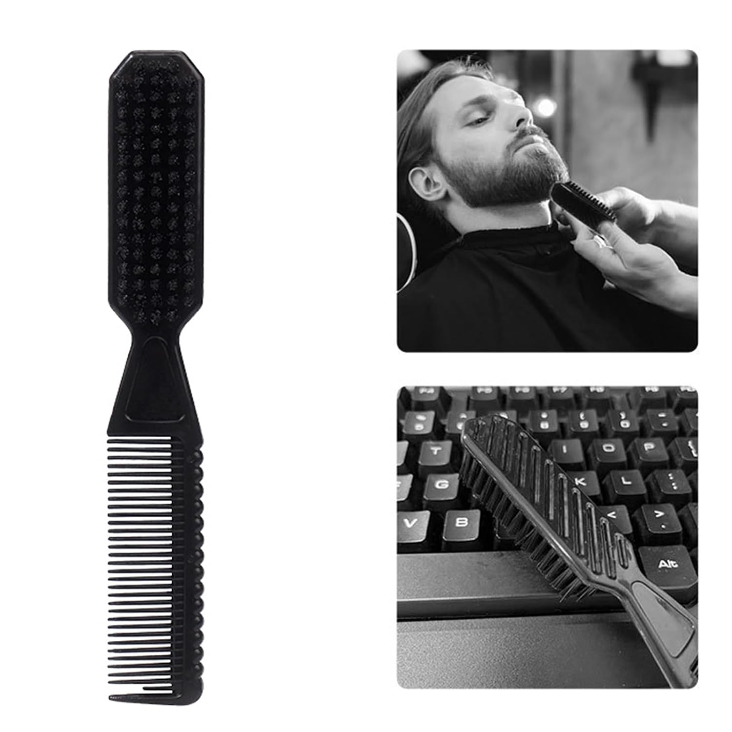 Hair Remove Comb Soft Brush Hairdressing Salon Tool Soft Hair Brush Handle Barber Neck Duster Heavy Duty ABS Nylon Post 17.1x2.4cm 1X image 2