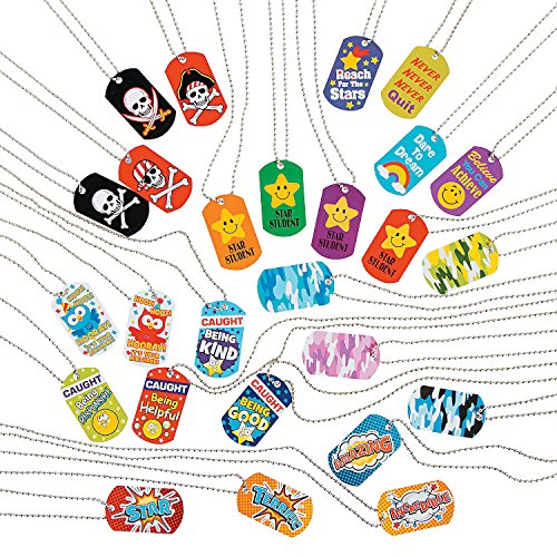 Fun Express Mega Dog Tag Necklace Assortment - 100 Pieces - Educational and Learning Activities for Kids Fun Express Mega Dog Tag Necklace Assortment - 100 Pieces - Educational and Learning Activities for Kids