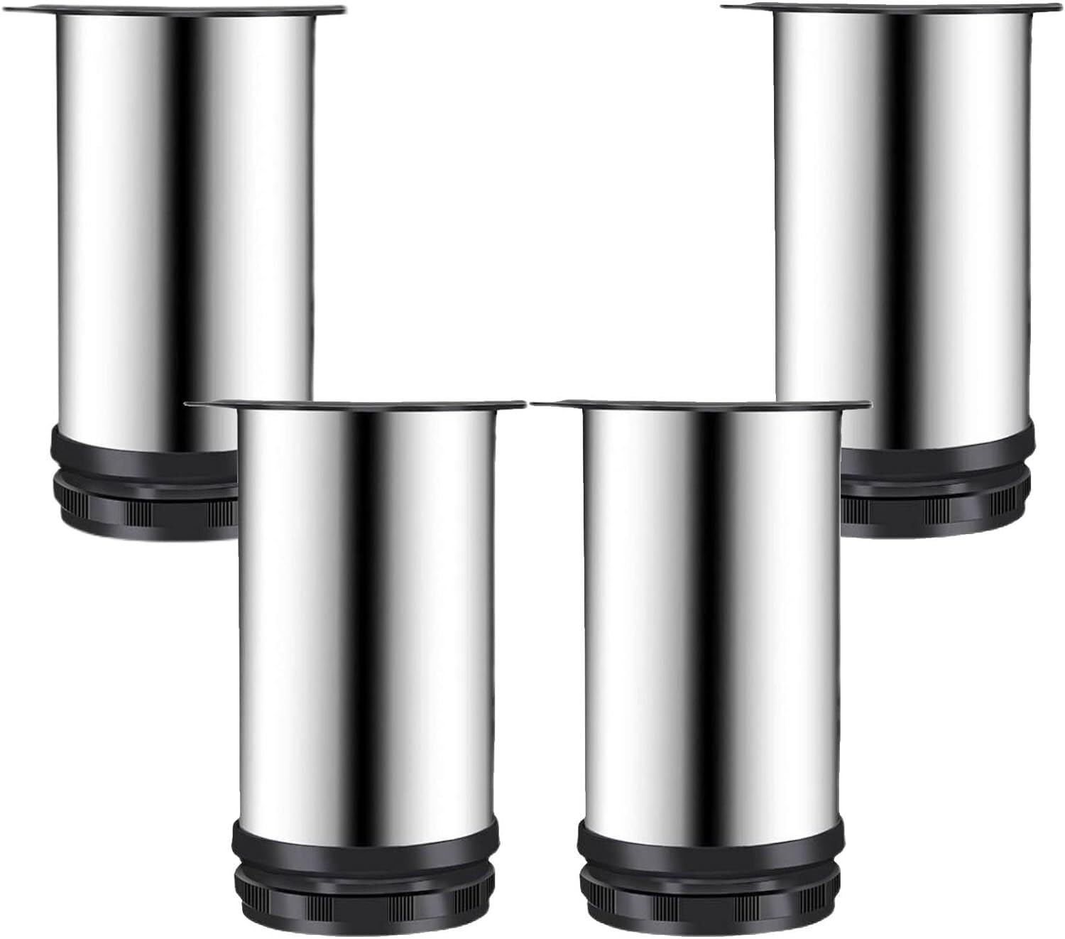 Rhllvj One Color 4Pcs Stainless Steel Sofa Feet, Adjustable Round Supporting Feet, Tv Cabinet Feet, Metal Furniture Feet With Screws (350 Mm/13.8 Inch)(180Mm/7.1In)