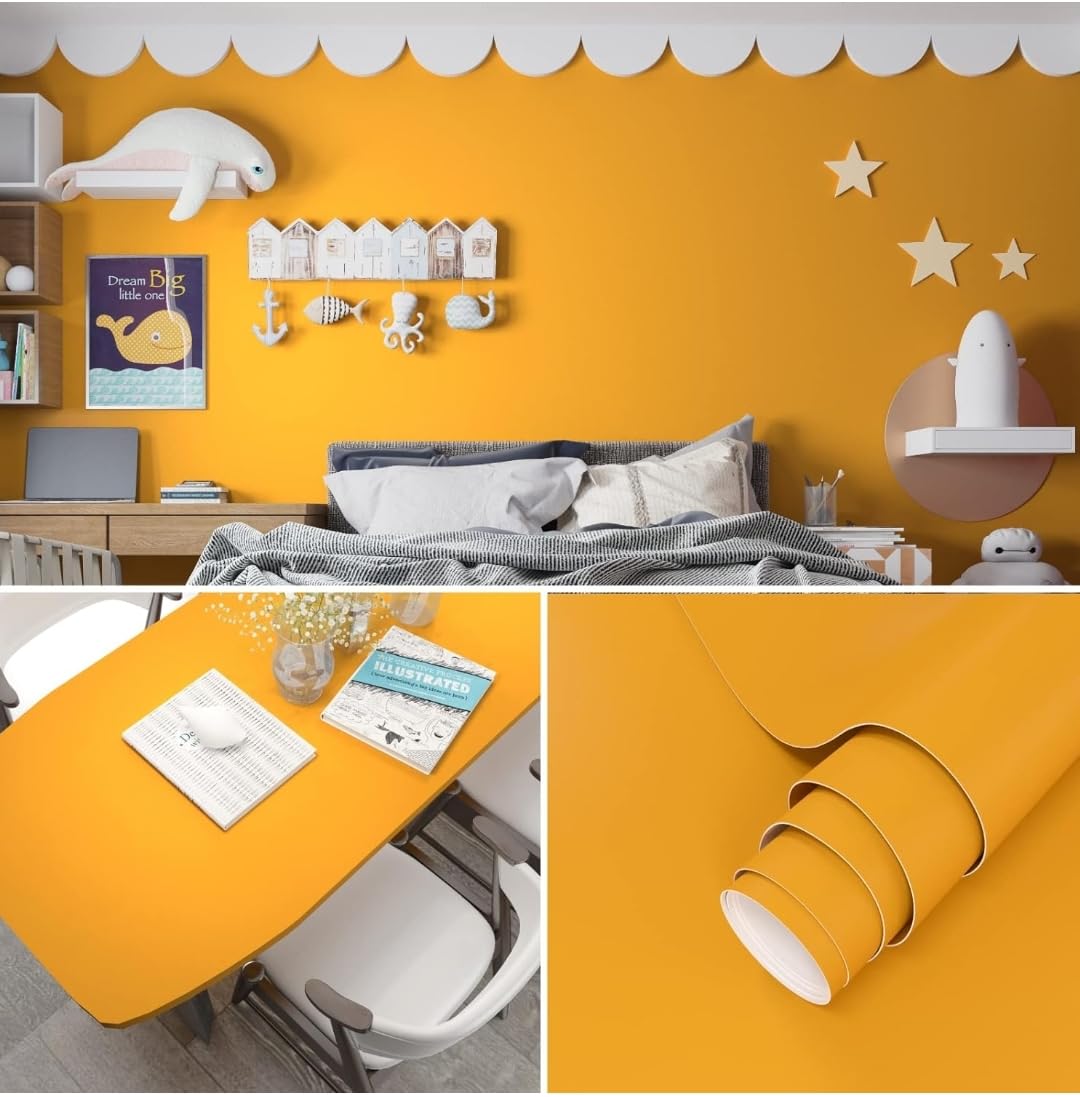 DEEPLITE Premium Dark Yellow Matte Peel & Stick Self Adhesive,Wallpaper for Living Room, Bedroom Office,Almirah Cupboard, Floor,Decorative Furniture Interior (Dark Yellow Matte) (2 x 8 Feet) (B0D9QFVMDL) Amazon Price History, Amazon Price Tracker