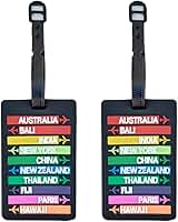 Kit 2 Identificador de Mala de Viagem Tag de Bagagem Férias Avião Etiqueta de Silicone Premium (DEST. PRETA, TAG)