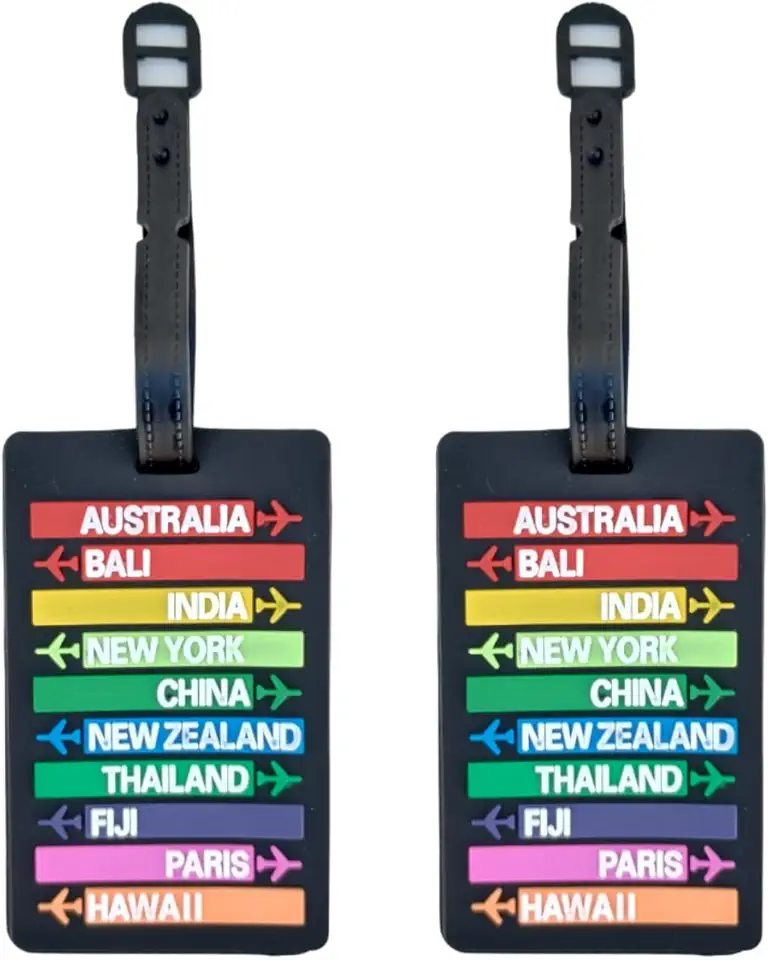 Kit 2 Identificador de Mala de Viagem Tag de Bagagem Férias Avião Etiqueta de Silicone Premium (DEST. PRETA, TAG)