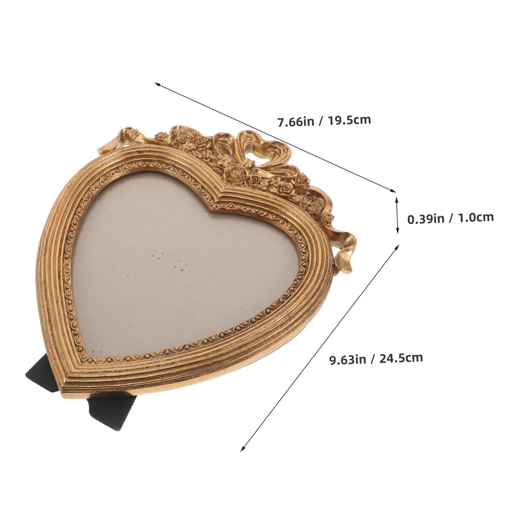 Antikes Herz-fotorahmen Resin mit Relief und Schleife Vintage Bilderrahmen Wand Tischdeko für Hochzeit Jubiläum Liebesbilderrahmen