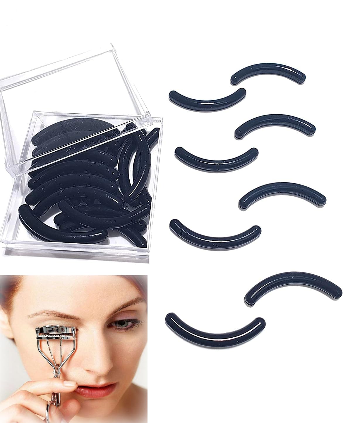 Revitalize Your Lash Game: 24pcs Rubber Eyelash Curler Refill Pads with Clear Storage Box - Universal Replacement for Stunning, Long-Lasting Curls - Enhance Your Eyes Now