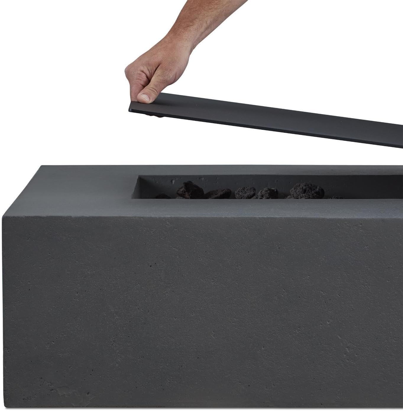 BBQGUYS Signature 15-Inch Rectangle Aluminum Fire Table Lid - Fits 60-Inch Estes Fire Tables - Black - 139-BK