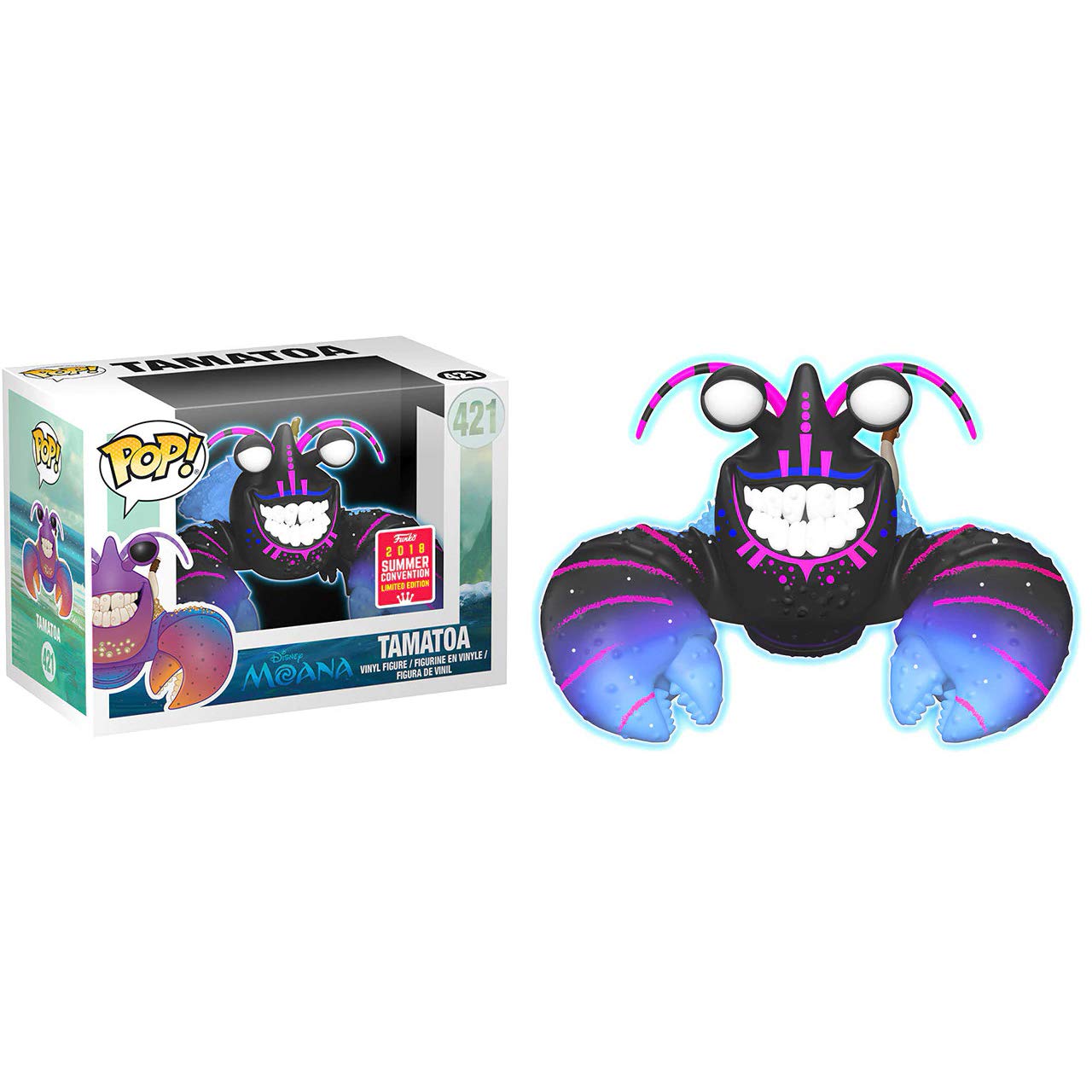 Funko Tamatoa [Glow-in-Dark] (2018 Summer Con Exclusive): Moana x POP! Disney Vinyl Figure & 1 PET Plastic Graphical Protector Bundle [#421 / 30446 - B]