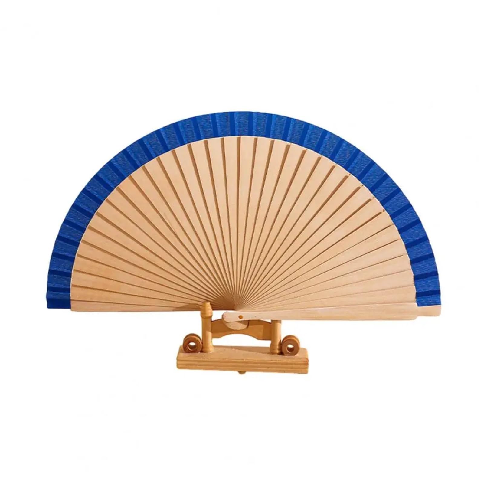 Zeahkri Folding Fans 6pcs Wooden Folding Fan Colored Hand Vintage Decorative Dance Performance Props Party Accessories for Wedding Performance Dancing(Blue)