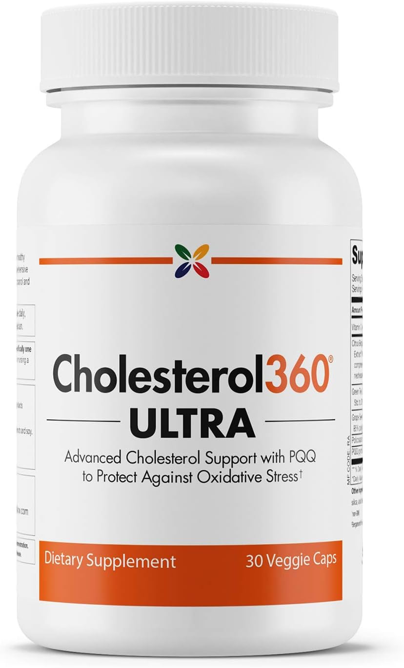 Stop Aging NowCholesterol360 Ultra - Heart Health, Blood Vessel and Cholesterol Supplements - with PQQ, Vitamin C, Bergamonte Citrus Extract, Green Tea Extract and Grape Seed Extract - 30 Vcaps