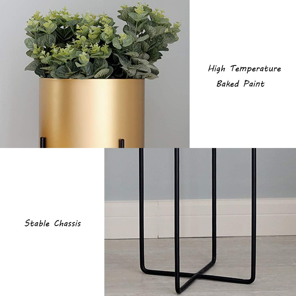 Metal Plant Rack Stand European Modern Indoor/Outdoor Balcony Decoration Display Shelf Iron Art Herb Bonsai Shelves for Living Room Bedroom Garden - Set of 2(Gold)