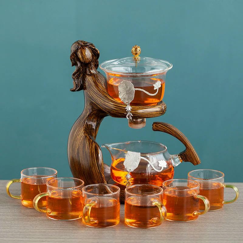 Tetera de kungfu para hacer té, juego de té automático, soporte para tetera de vidrio resistente al calor, Base, infusores de té, artículos de té