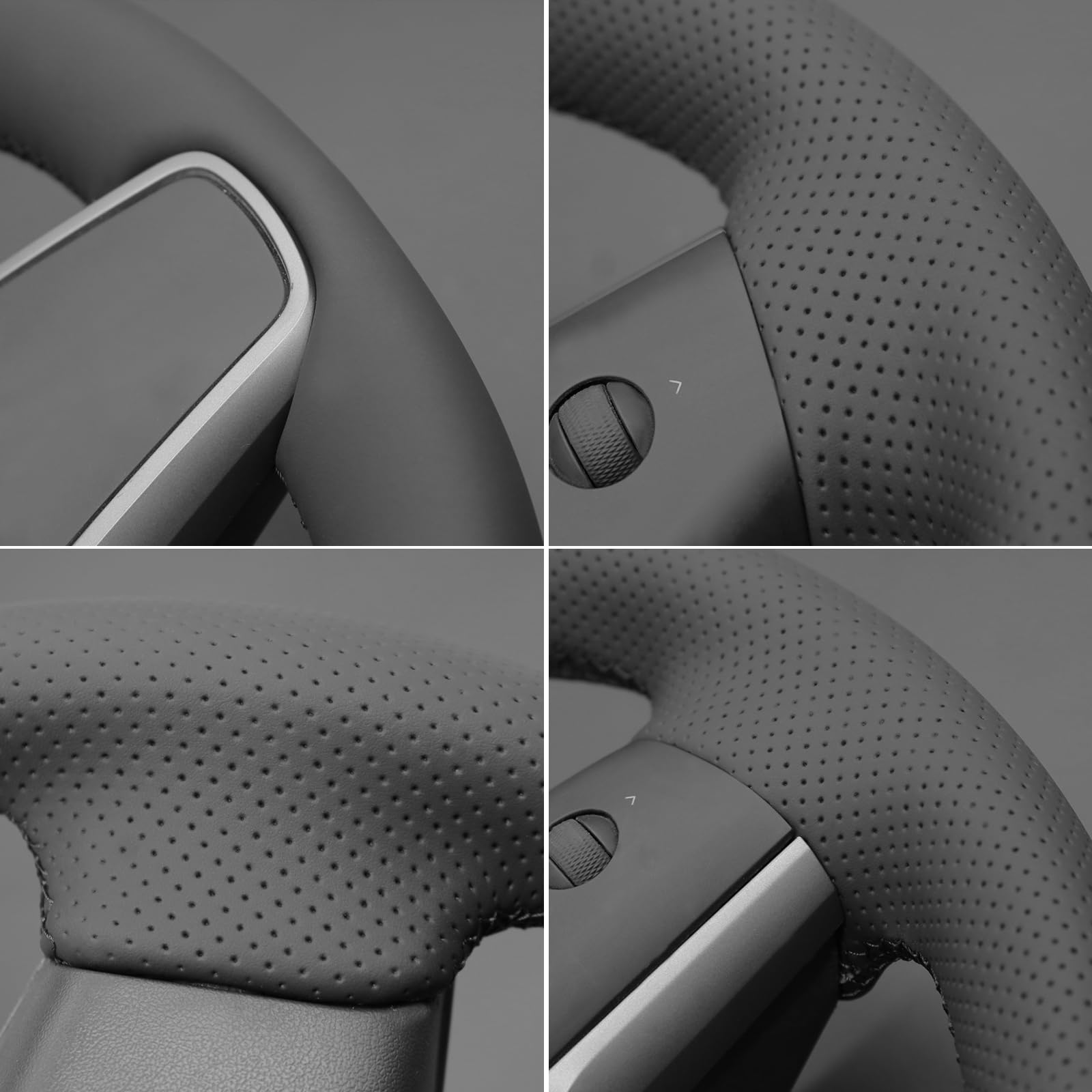 MEWANT Passgenauer Lenkradbezug zum Nähen für Tesla Model 3 Tesla Model Y | Model 3 2019-2023 / Model Y 2021-2023 Schwarz Echtleder Atmungsaktiv Für Beheizte Lenkräder Langlebig