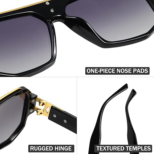 Miniatura 5 de Gafas de sol polarizadas retro para hombre y mujer, estilo vintage cuadrado de metal, estilo de los años 80