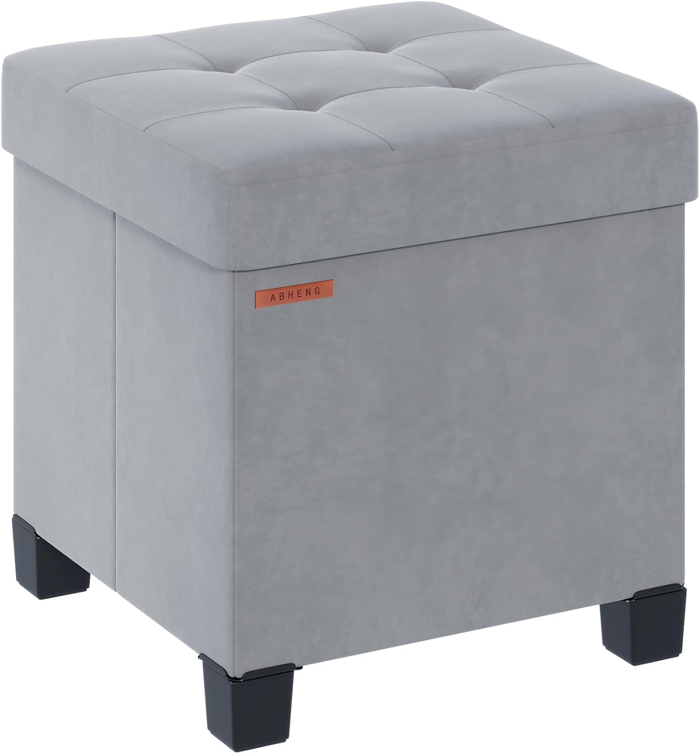 Cube Storage Ottoman, Velvet Foot Stool with Feet, Folding Bench, End of Bed Bench, Storage Chest, for Living Room, Bedroom and Office, 15 x 15 x 15.7 Inches, Dove Gray, ASND22G 15"L x 15"W x 15.7"H Dove Gray