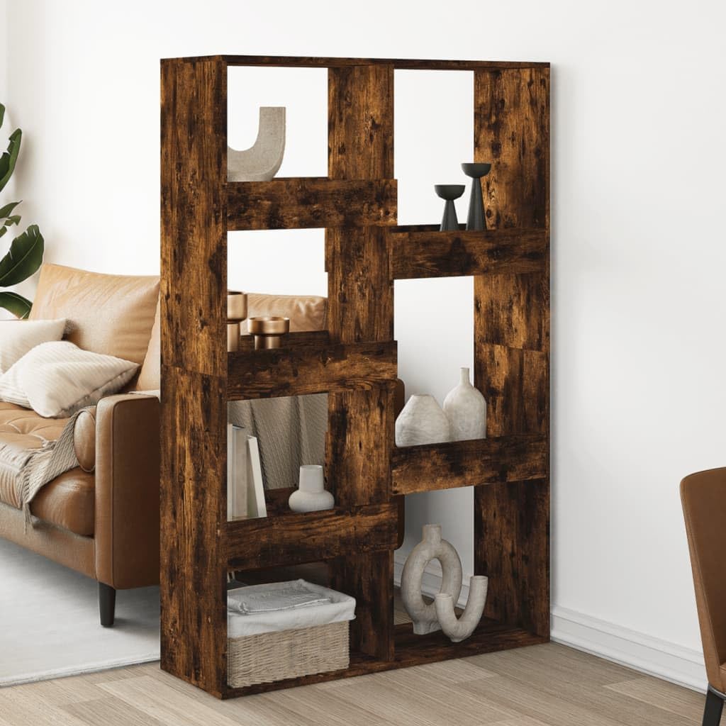 Divisorio per ambienti affumicati, 100 x 33 x 155,5 cm, materiale in legno, scaffale con 7 scomparti per libri, documenti, articoli decorativi, mobile versatile per soggiorno, ufficio, camera