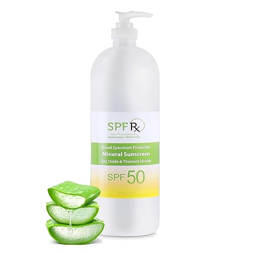 Protector solar natural SPF 50 con óxido de zinc y dióxido de titanio, sin químicos, hecho con minerales, 32 onza