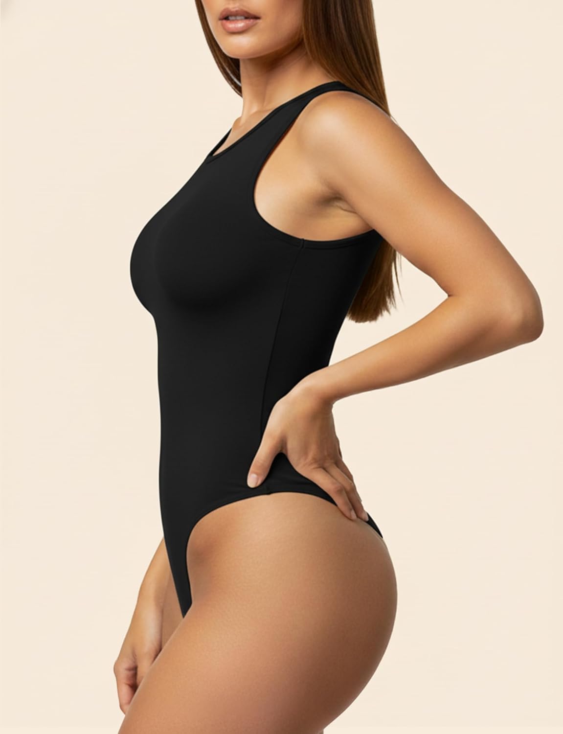 YOGINGO Women's Crew Neck Sleeveless Bodysuits Racerback Halter Tank Top Body Suits for Womens Sexy Going Out Leotards - Image 3