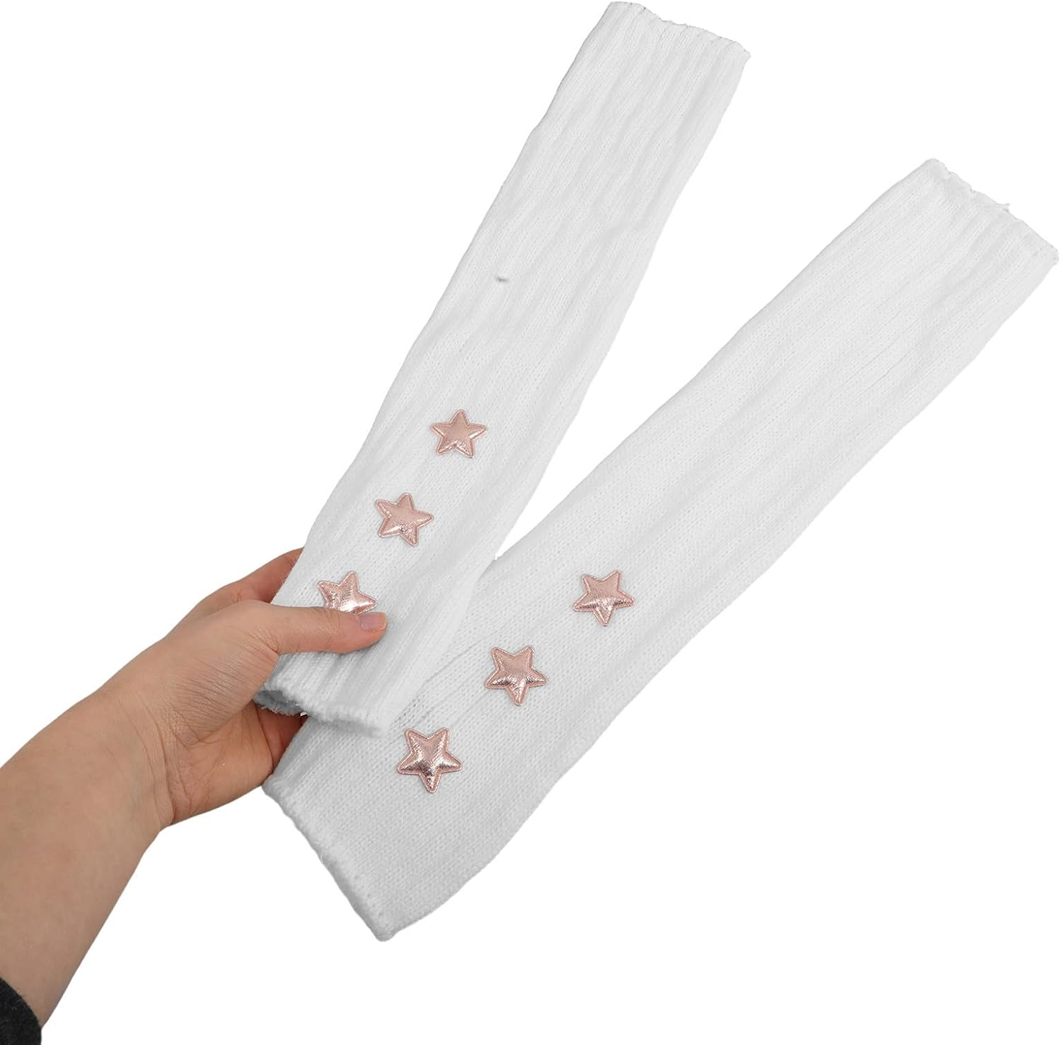 Didiseaon Cute Lolita Arm Warmers for Women 1 Pair Breathable Knitting Fingerless Gloves Stylish White Sleeves for Everyday Wear and Parties