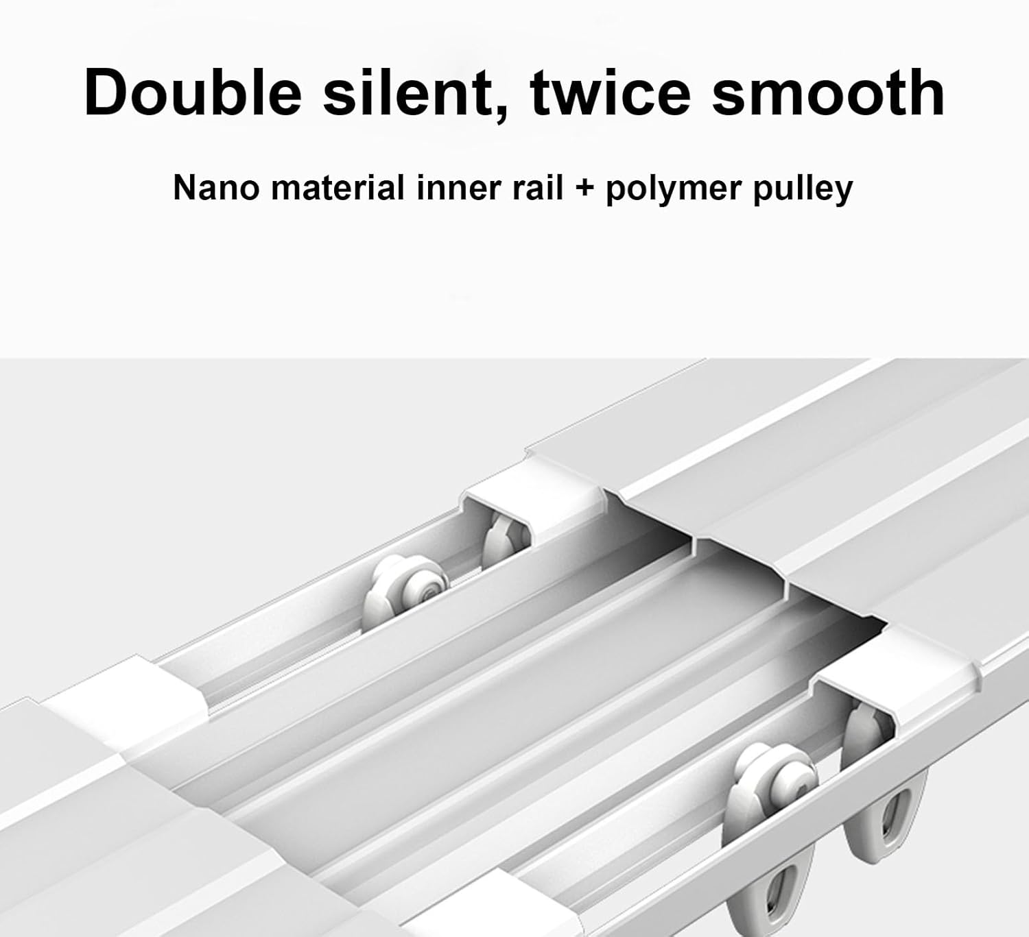 Double-layer double-track curtain track top-mounted slide rail curtain rod guide rail silent curtain box double row,Scope of application:Suitable for living rooms,bathrooms,bedrooms,ceilings, ( Color