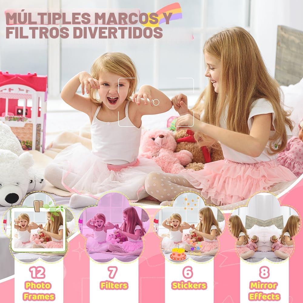 CNAPXAIA Camara Fotos Infantil Instantanea, 2,4'' Cámara Instantánea con Tarjeta de 32GB y Papel de Impresión, Cámara Niños Digital Regalos de Juguete para Niños y Niñas de 3 a 12 Años (Rosa)