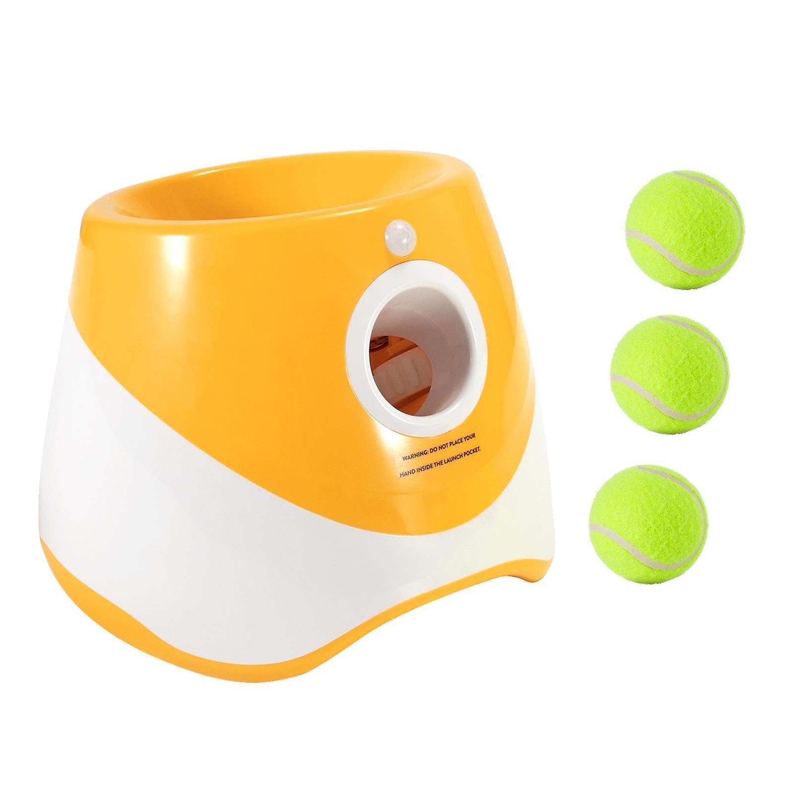 Lanceur de balle automatique pour chiens avec 3 balles interactives pour petits jouets orange