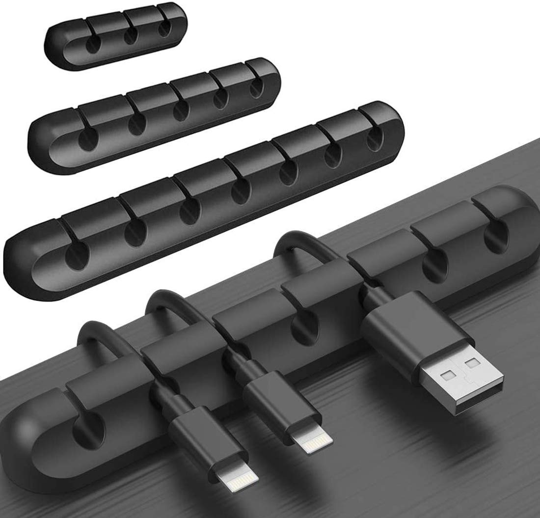 Starthi Cable Holder Clips, 3-Pack Cable Management Cord Organiser Clips Silicone Self Adhesive for USB Charging Cable Power Cord Mouse Cable Wire PC Office Home