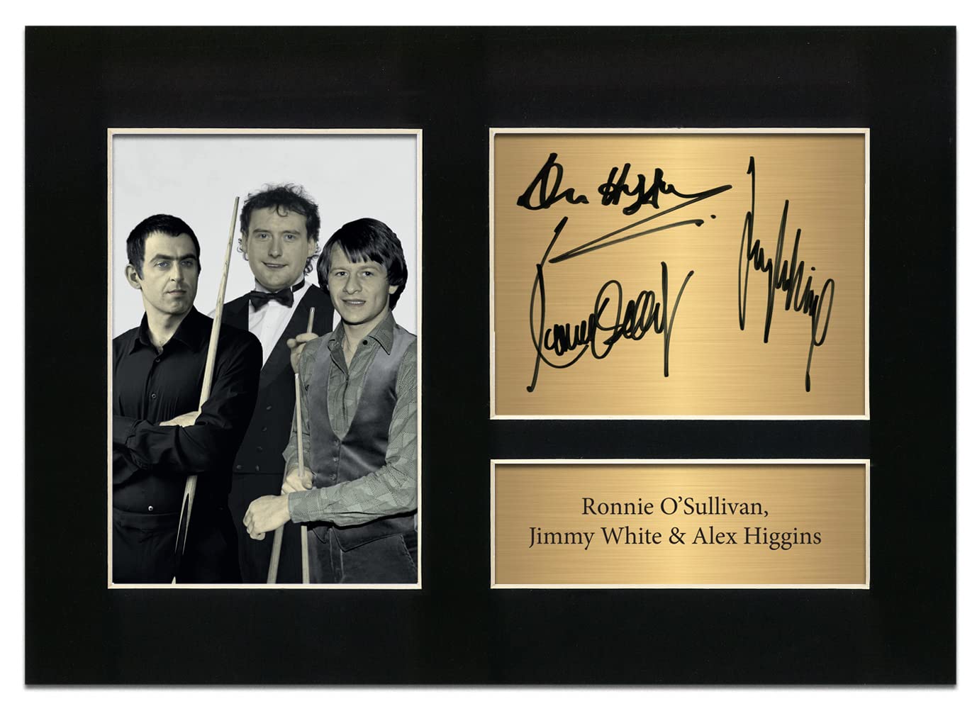 Ronnie O'Sullivan Autograph/Jimmy White Signed Photo & Alex Higgins Snooker Memorabilia A4 Printed Autograph Photo Reproduction Print Picture Display No105