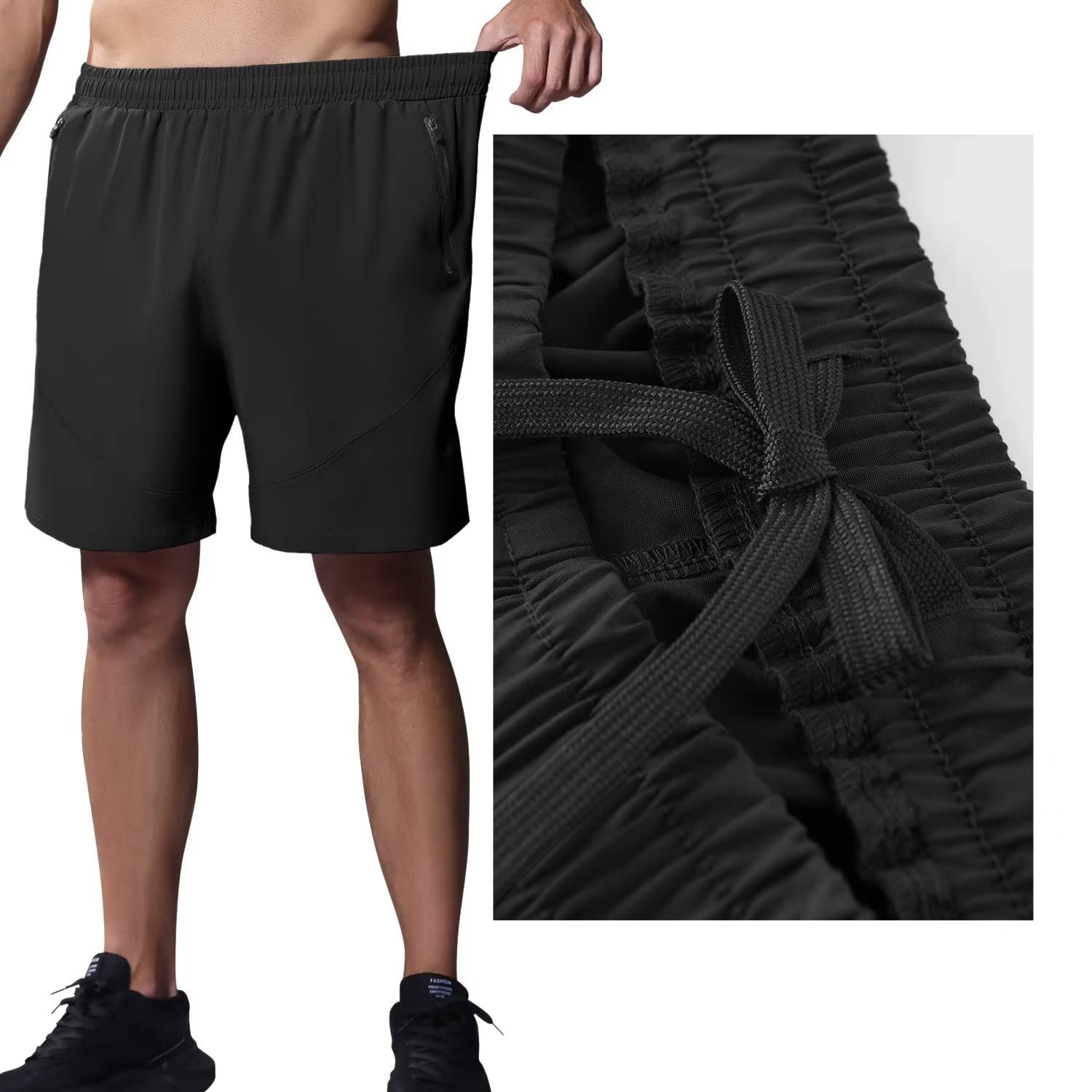 HMIYA Pantaloncini Running Uomo Leggero Sportivi Shorts Asciugatura Veloce Palestra Corsa Calzoncini con Tasca con Cerniera