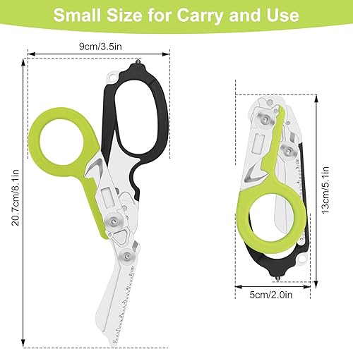 Miniatura 2 de Herramienta combinada multifuncional 6 en 1, tijeras de emergencia retráctiles plegables, herramientas de campamento al aire libre, cortador de