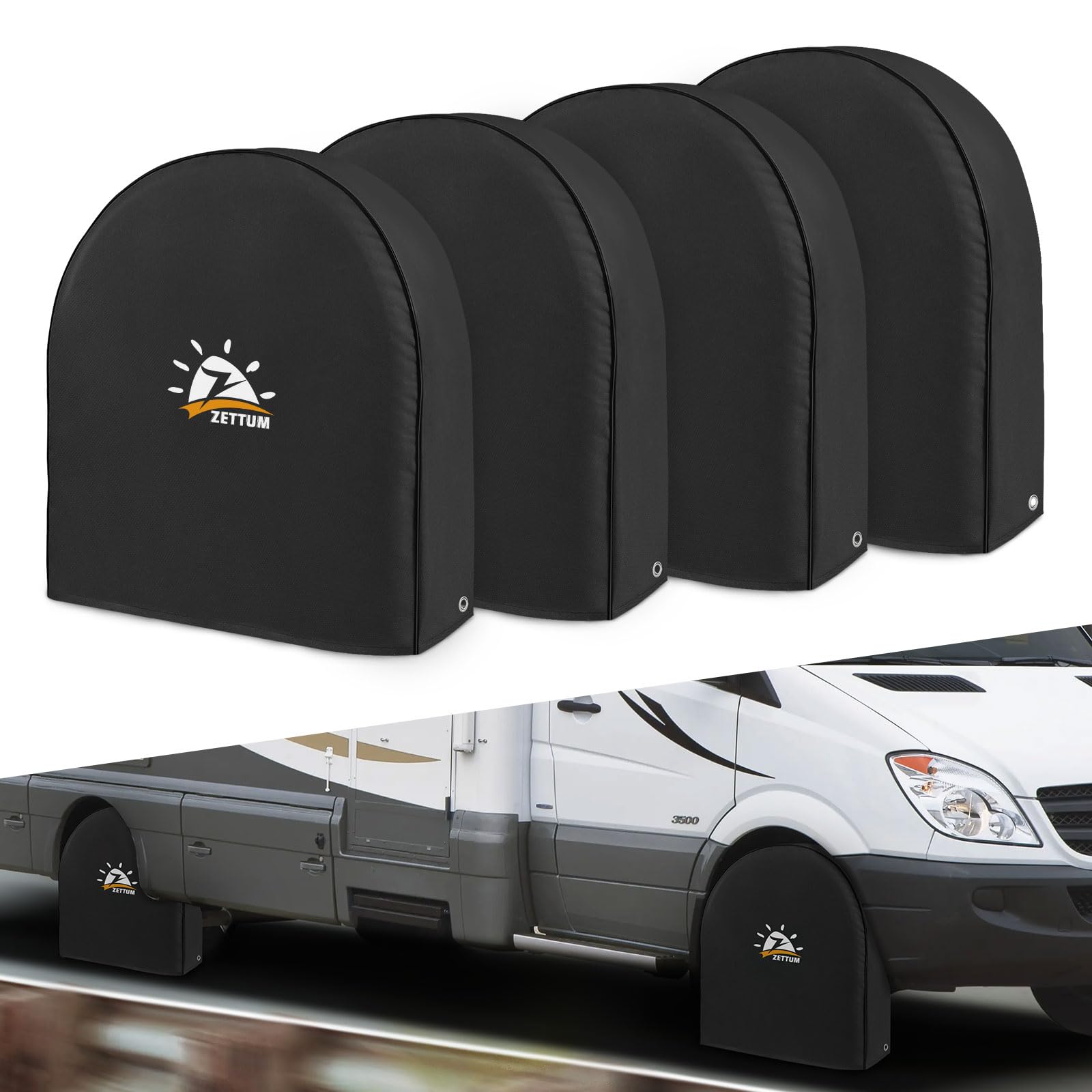 Zettum Tire Covers 4 Pack Fits Tire Diameter 30-32 inch(76-81 CM), PU Oxford Waterproof Car Wheel Cover for RV, Truck, SUV, Travel Trailer, Motorhome, Tire Wheel Protector