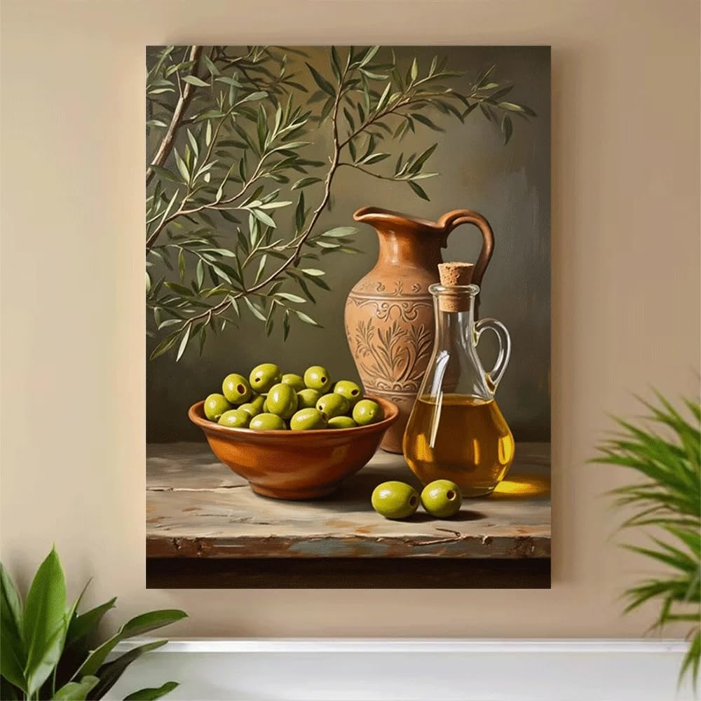 LTjiajuypd Canvas Poster Olive Still Life Print Art Wall Decor Painting Summer(70x110cm/Frameless)