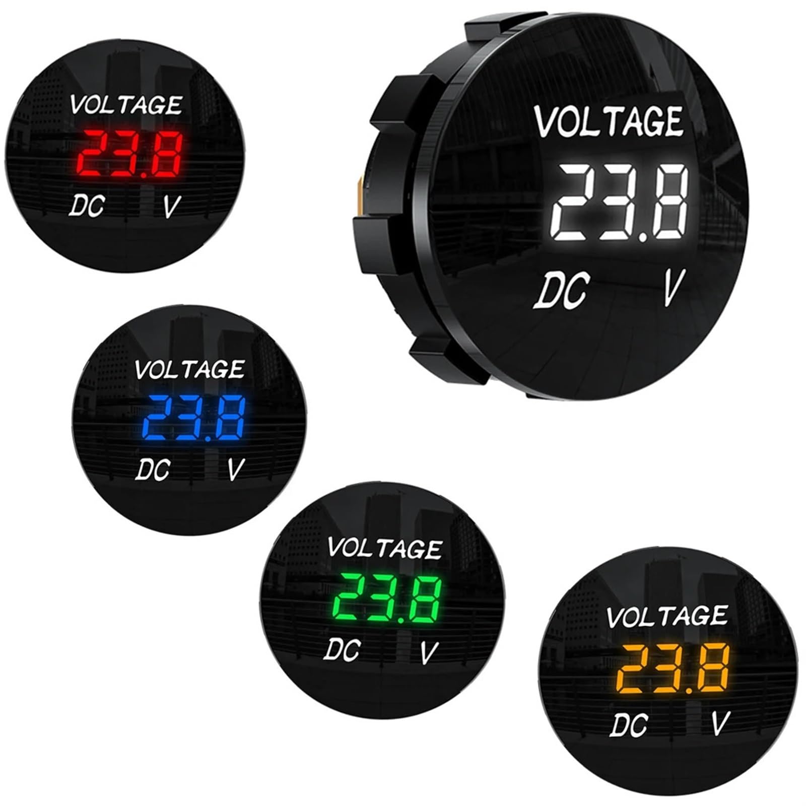 Voltímetro de Panel Digital 24V DC 12V 36V, medidor de voltaje, probador, pantalla Led for coche, motocicleta, barco, ATV, camión, accesorios de reacondicionamiento(Blue)