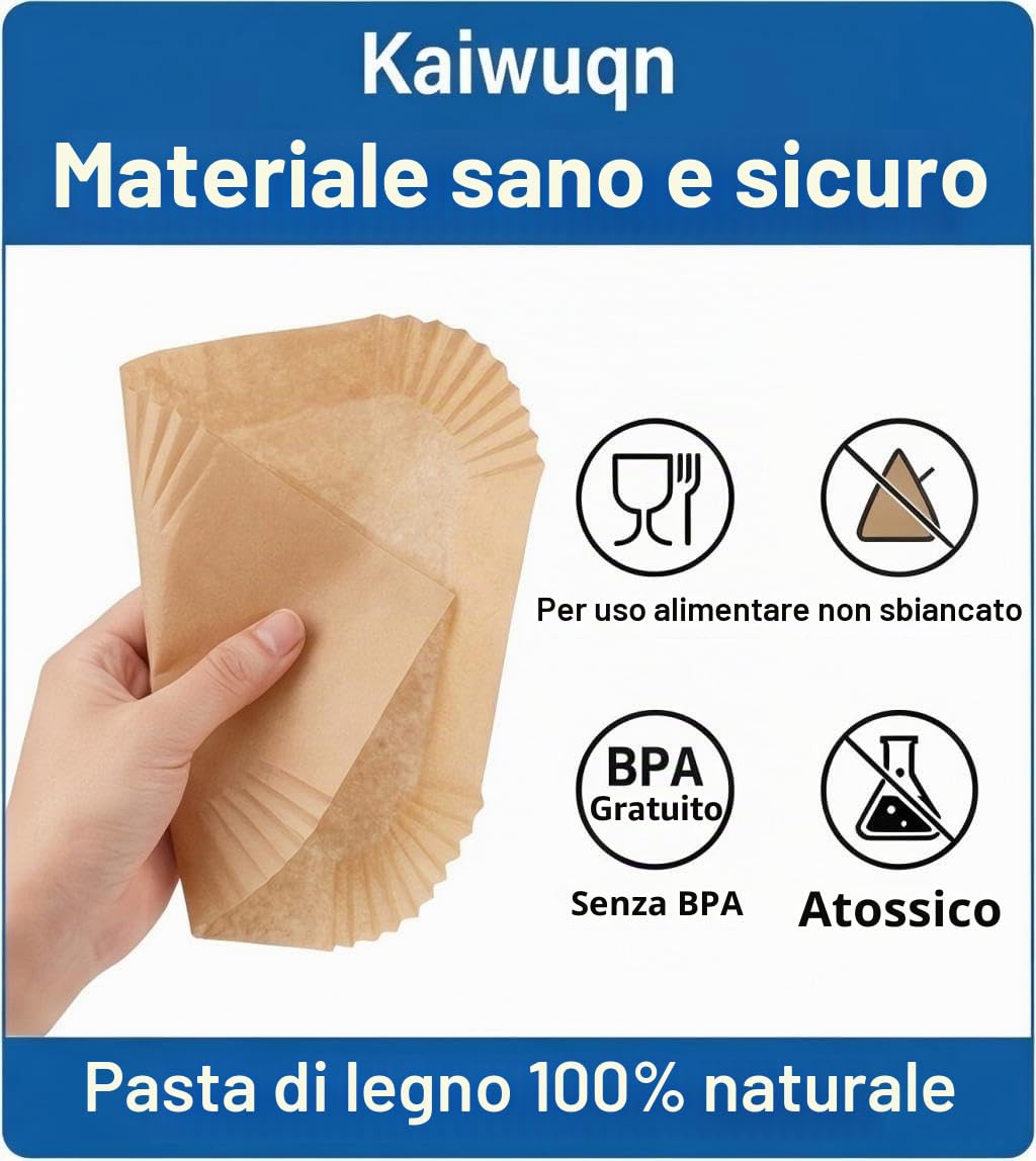 Kaiwuqn Carta da forno per Ninja Foodi Max Air Fryer, 120 pezzi 22x14 cm rettangolare, senza olio, accessori per Ninja AF300EU/AF400EU/Cecotec/Moulinex 7.6-9.5L Dual Zone