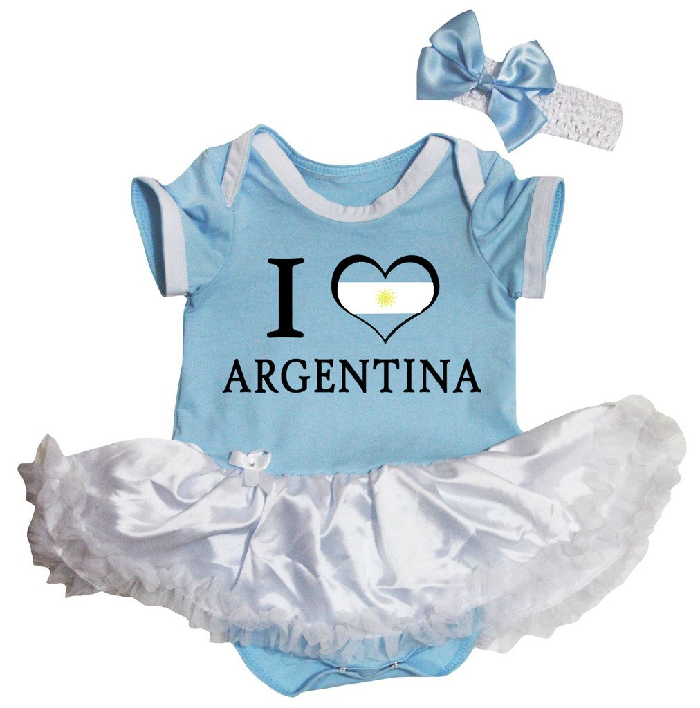 Petitebella I Love Argentina Baby Dress Nb-18m (Blue/White, 0-3 Months)