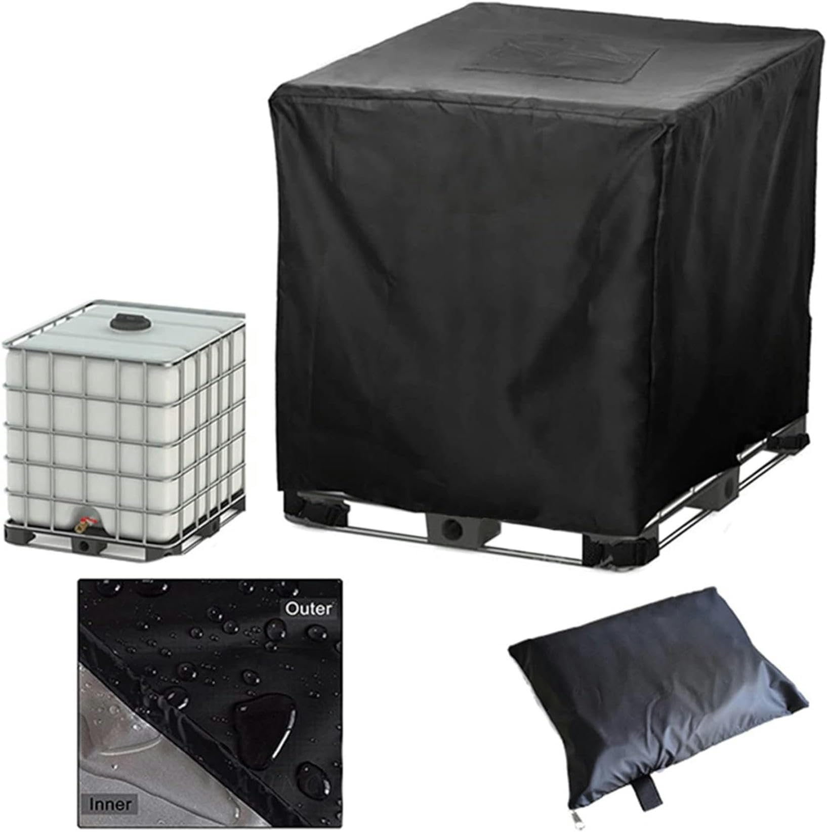 IBC Tanque Kabura, Pokrowiec na Zbiornik Wody 300L/600L/800L/1000L, Pokrowiec na Zbiornik Wody IBC, Plandeka na Zbiornik Wody, Tkanina Oxford 210D,Wodoodporna i UV