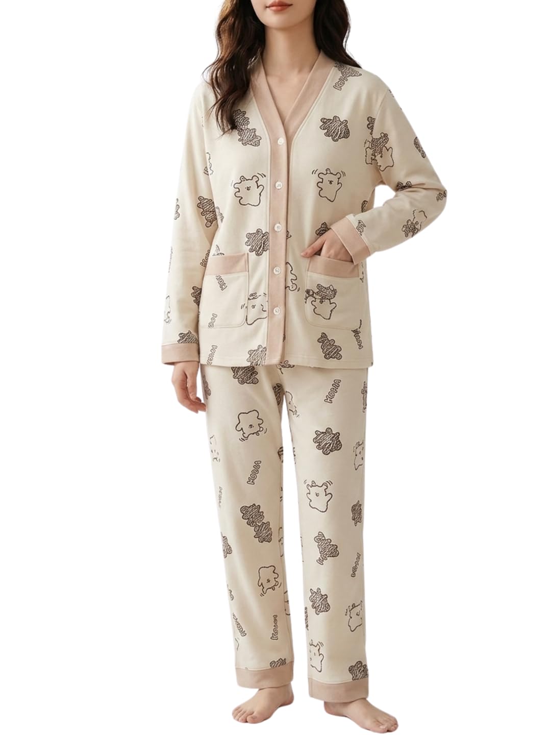 celary Korean Style Women’s Night Suit|| Cute Printed Pajama Set with Long Sleeve Top & Pants|| Cotton Loungewear||Winter Night Dress|| Full Sleeves with Front Buttons-picture-22