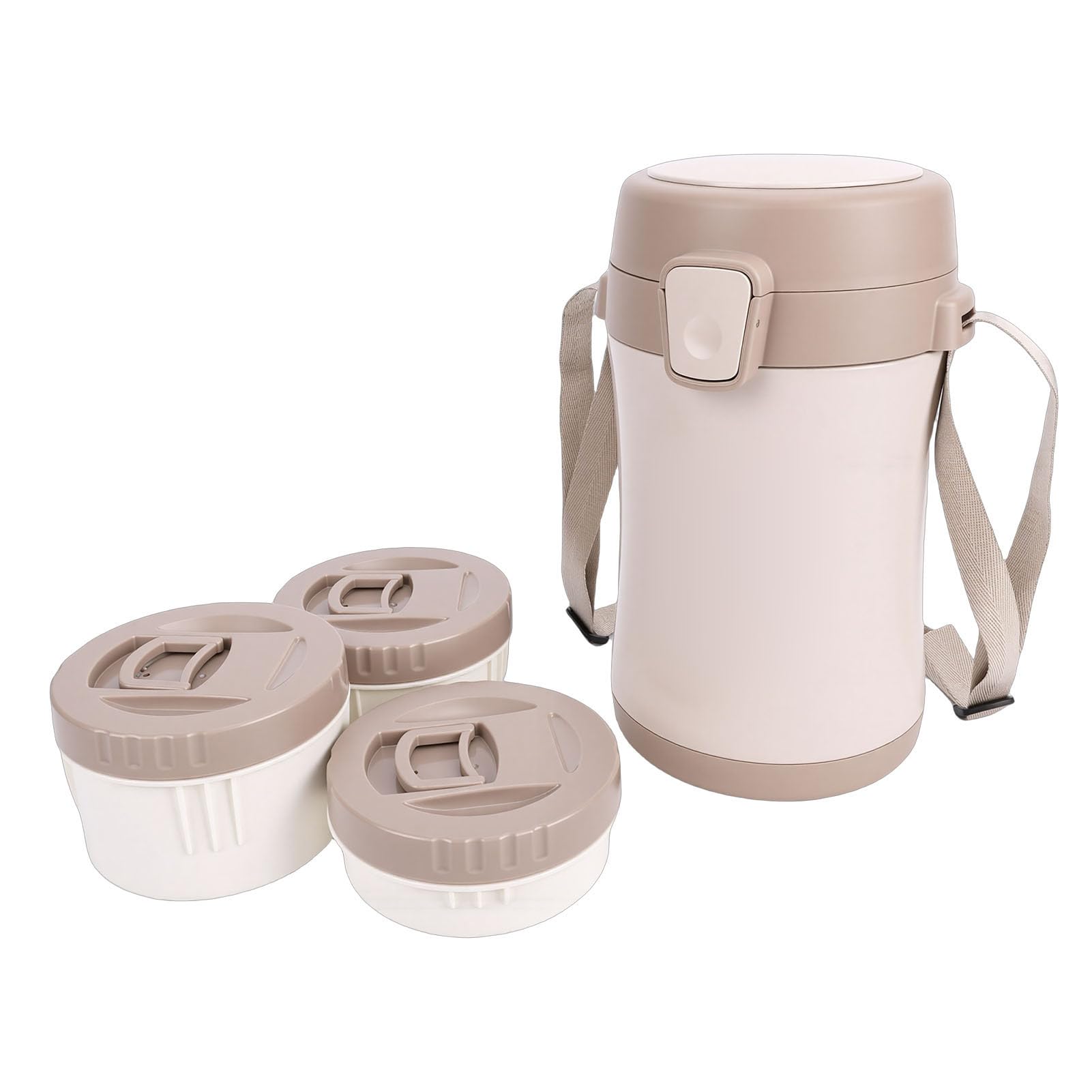 Aramox de 3 Compartimentos, Contenedor de Acero Inoxidable con Correa de Transporte para Actividades Al Aire Libre en la Escuela de Comida Caliente