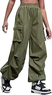 Pantalones cargo con bolsillo con solapa y cintura elástica para niña