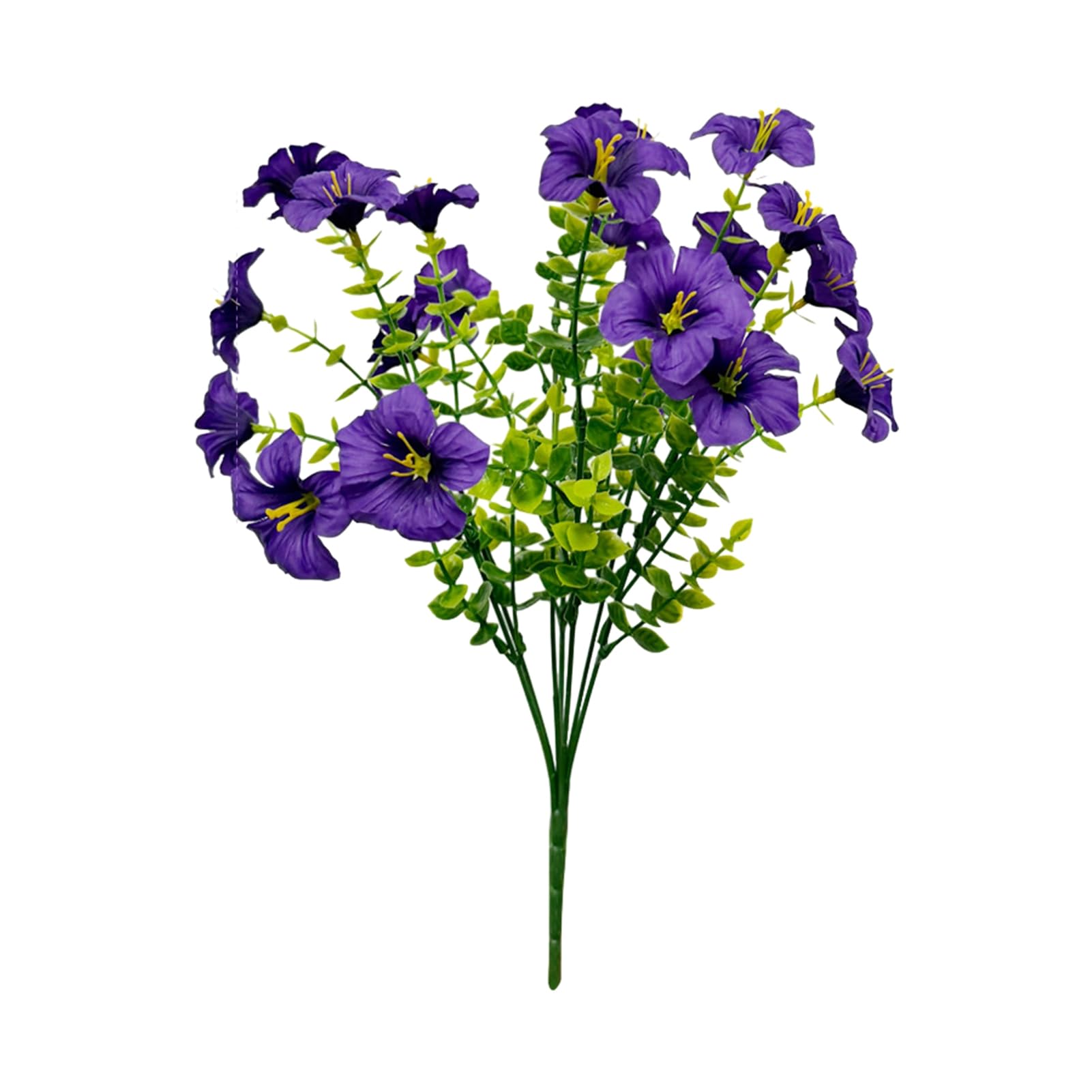 Quoravel 7 Stems UV Resistant Artificial Morning Glory, Realistic Faux Silk Flowers for Outdoors, Fake Plants for Porch Patio Balcony Planter Yard Purple