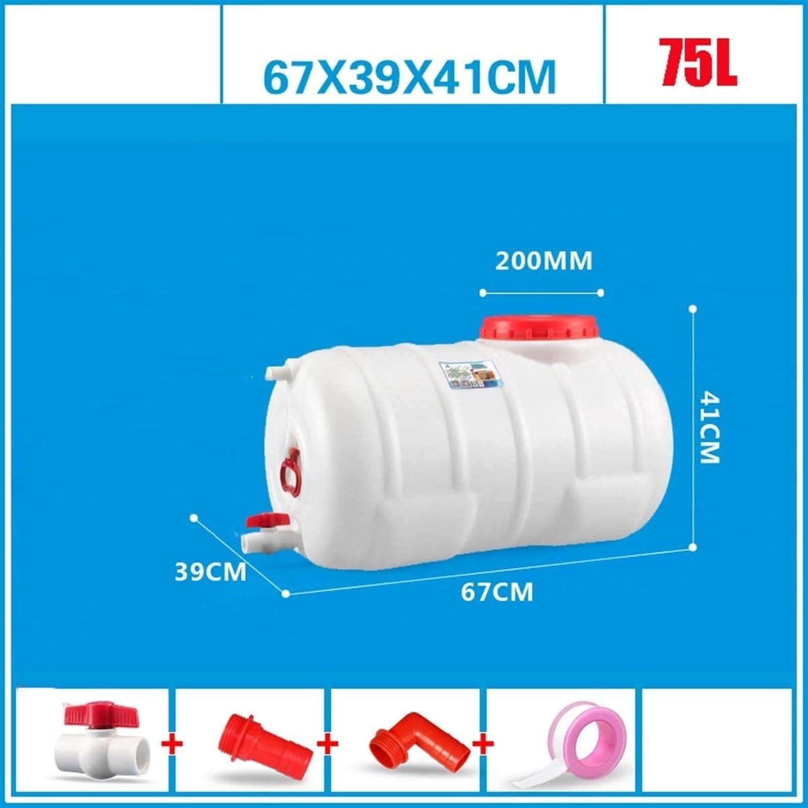 Serbatoio dell'Acqua Grande capacità 75 Litri Serbatoio dell'Acqua Quadrato Orizzontale Plastica con Coperchio E Valvola per Serbatoio dell'Acqua Tour Autoguidati Campeggio Uso Domestico