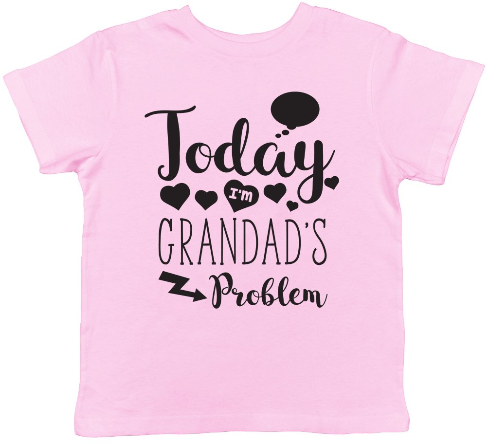 Shopagift Today I'm Grandad's Problem Childrens Kids Short Sleeve T-Shirt Light Pink