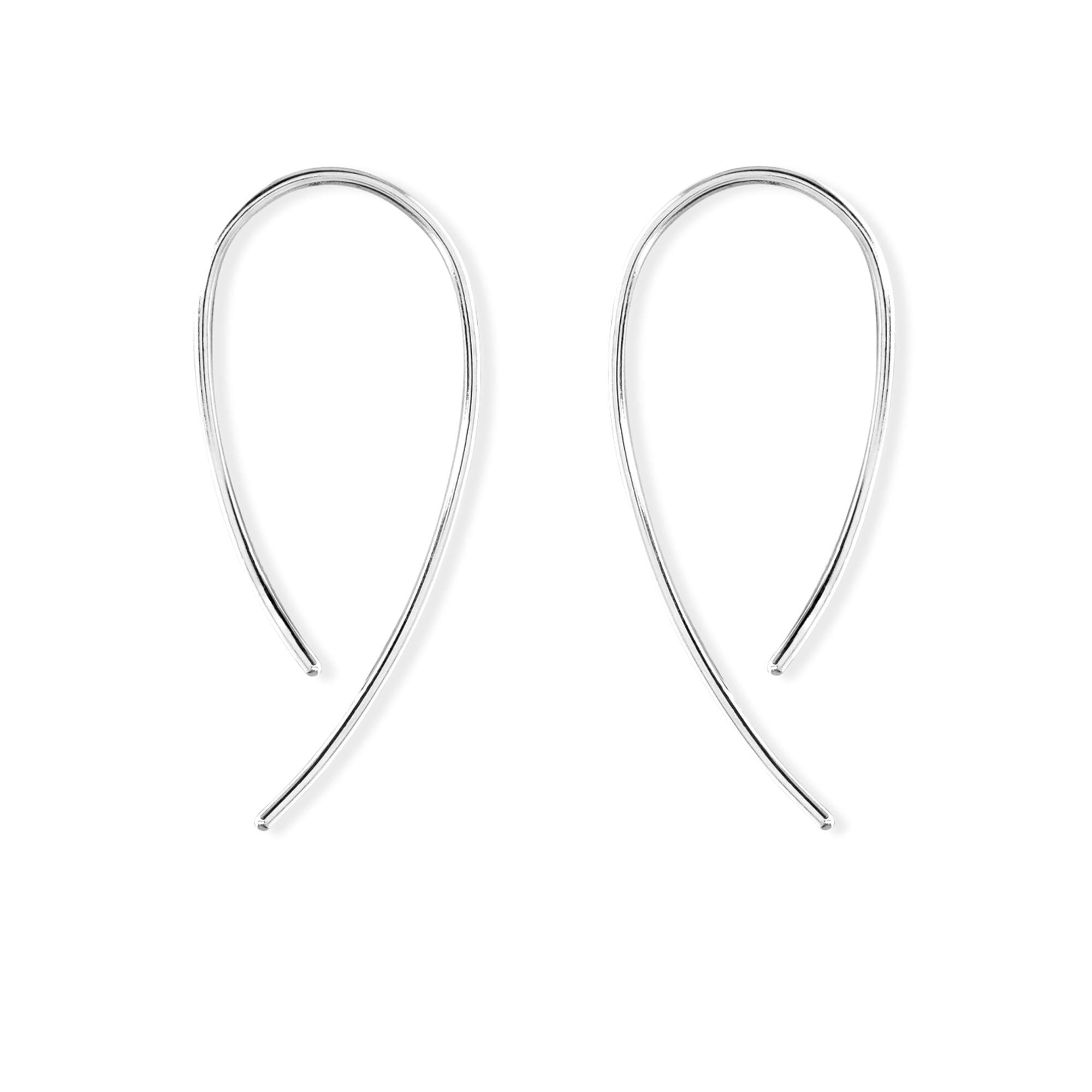 BomaJewelry Sterling Silver Wire Loop Pull Through Threader Hoop Earrings