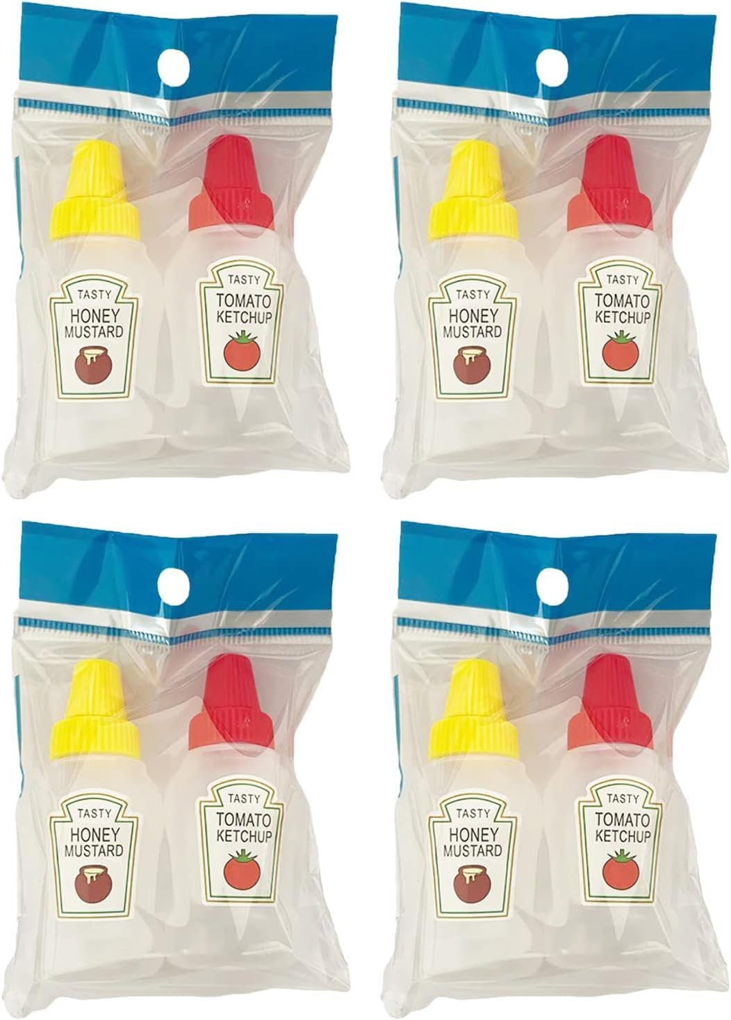 4 Pairs Mini Ketchup Bottles for Bento Box Accessories, 25ml, Empty Japanese Salad Dressing Ketchup Bottles, Condiment Squeeze Bottles Honey Bottles for Traveling Barbecue Picnic
