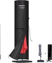 LAMUNI 4 m to 5 m Straight Parasol Cover with Rod, 420D Oxford Protective Cover for Garden Umbrellas with Zip, 280 x 60/60 cm