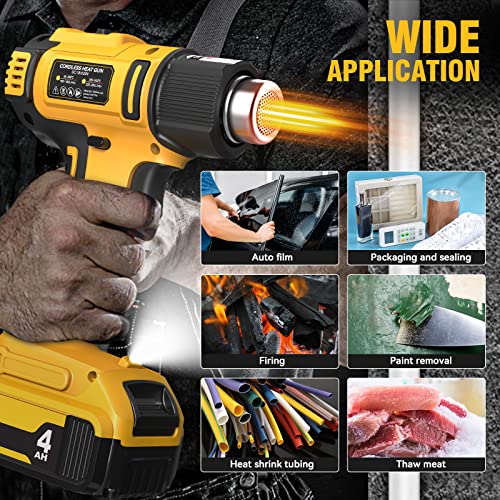 Upgraded Cordless Heat Gun For Dewalt 20V Battery, With Lcd Digital Display,Variable Temperature Control,With 5 Nozzle Attachments Portable Cordless Air Gun For Crafts,Shrinking Pvc,Stripping Paint #TOP7