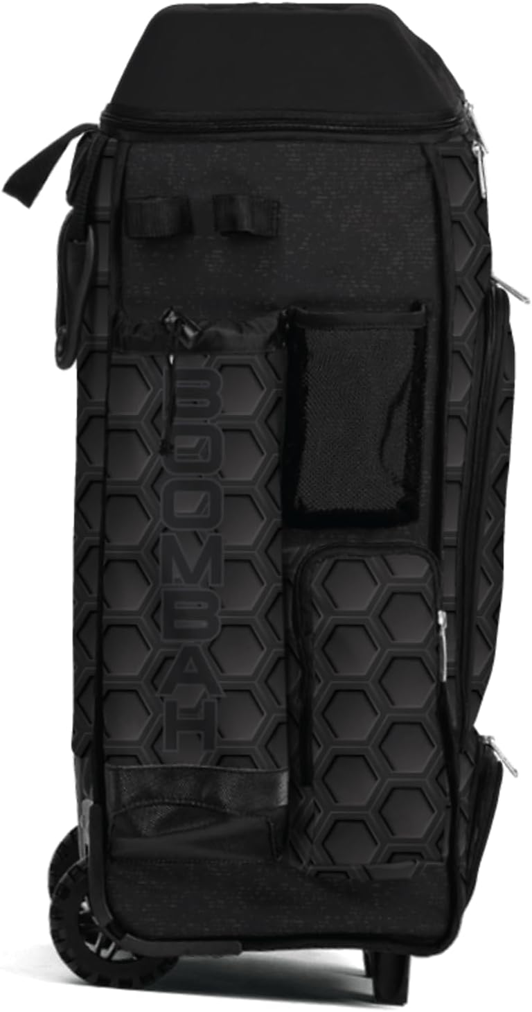Boombah DEFCON Superpack Rolling Bat Bag - Telescopic Handle and Holds 4 Bats - Wheeled Version - 3DHC Black