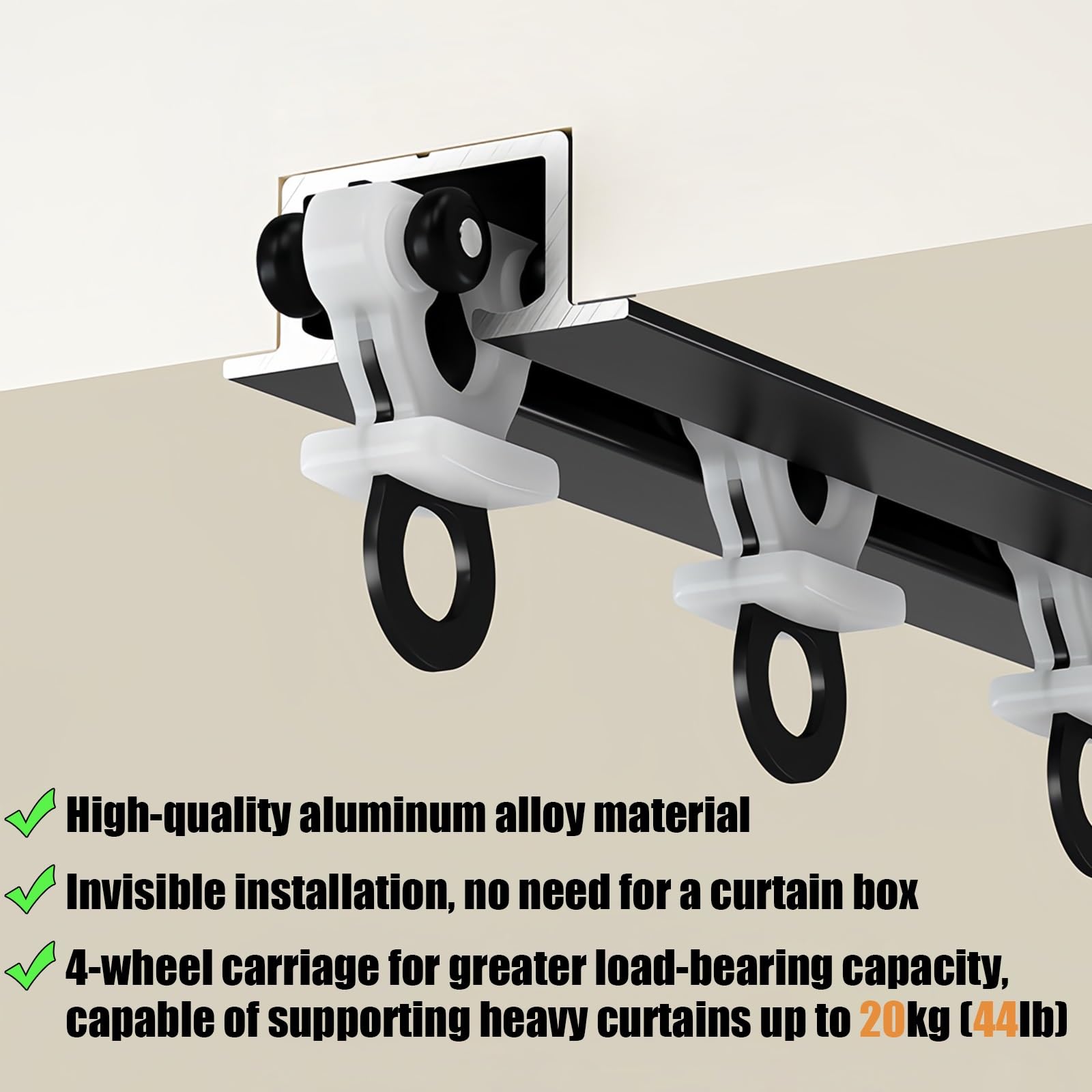 Binario da soffitto nero per tende e tende, lunghezza regolabile 1 m-6 m, in alluminio resistente, per divisori, facile montaggio a soffitto, 6 m